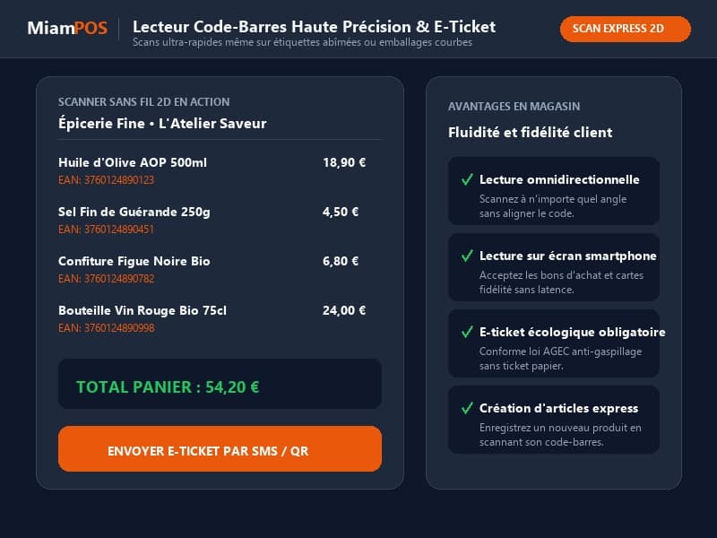 Lecteur Code-Barres Haute Précision & E-Ticket